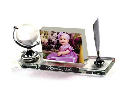 Personalized Crystal Name Desk Set With Pen | Personalized Name Desk